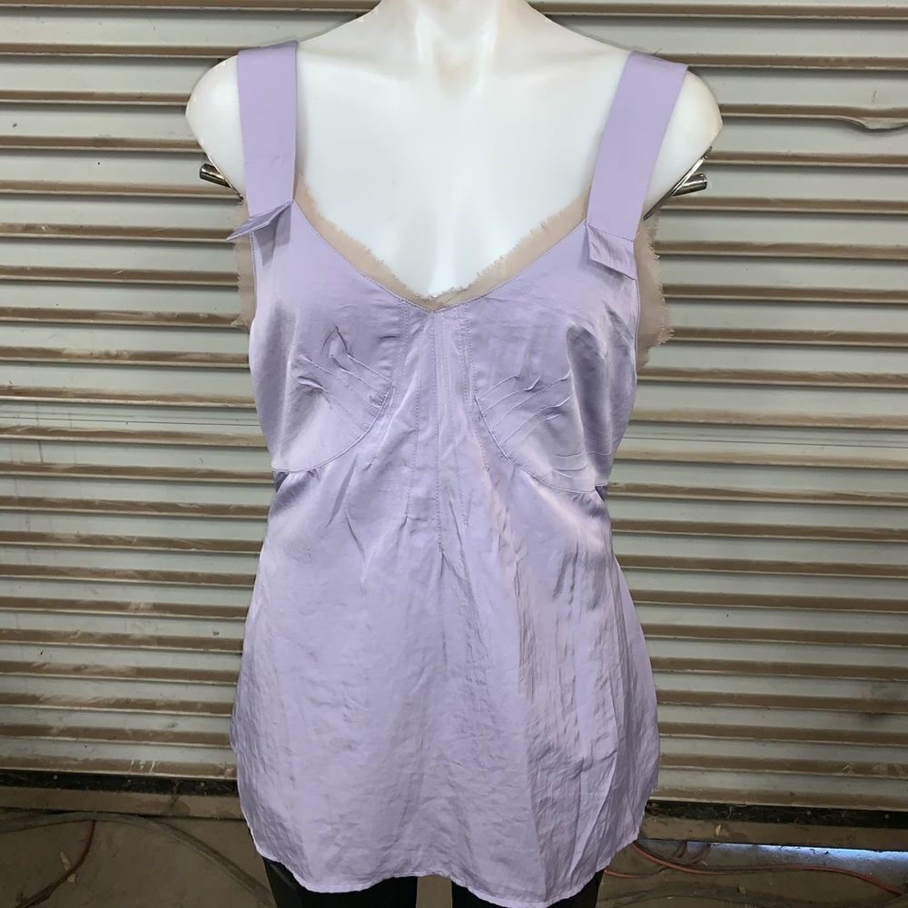 Simply Vera purple strap top w/ beige tulle accent